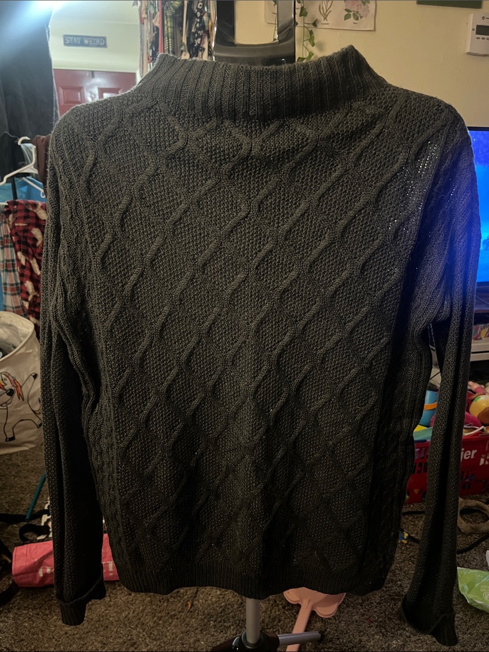 Northcrest Black Cable Turtleneck Sweater